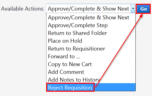 rejecting a requisition procurement services